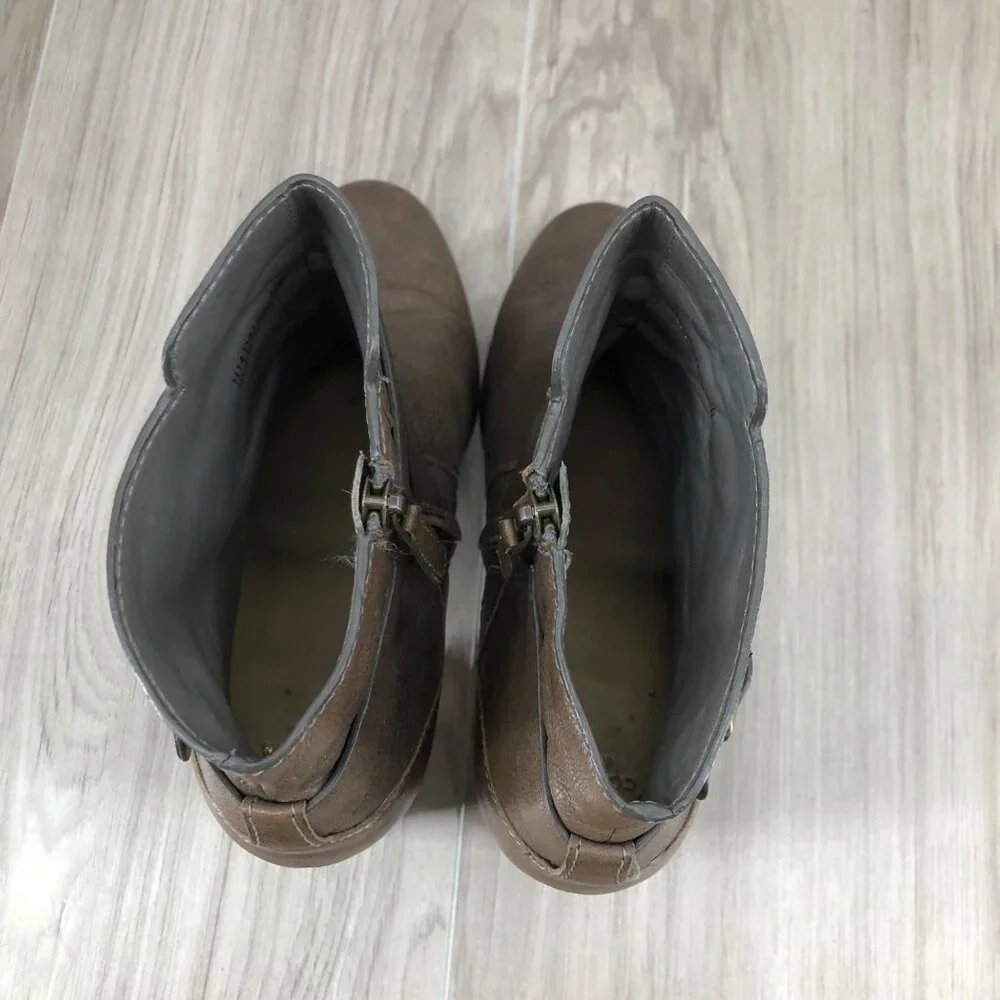 Cole Haan Ankle Boots Womens 7.5B Taupe Brown Leather Zip Booties